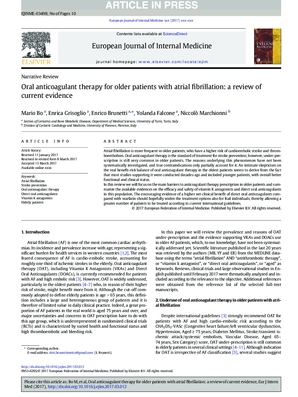 درمان ضد انعقاد خوراکی برای بیماران مسن با فیبریلاسیون دهلیزی: بررسی شواهد موجود 