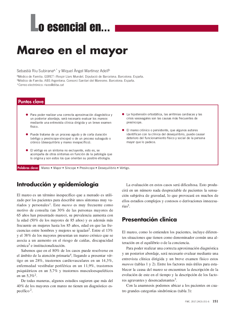 Mareo en el mayor