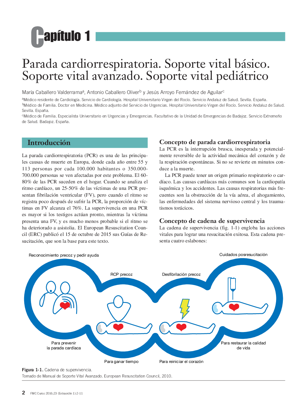 CapÃ­tulo 1: Parada cardiorrespiratoria. Soporte vital básico. Soporte vital avanzado. Soporte vital pediátrico