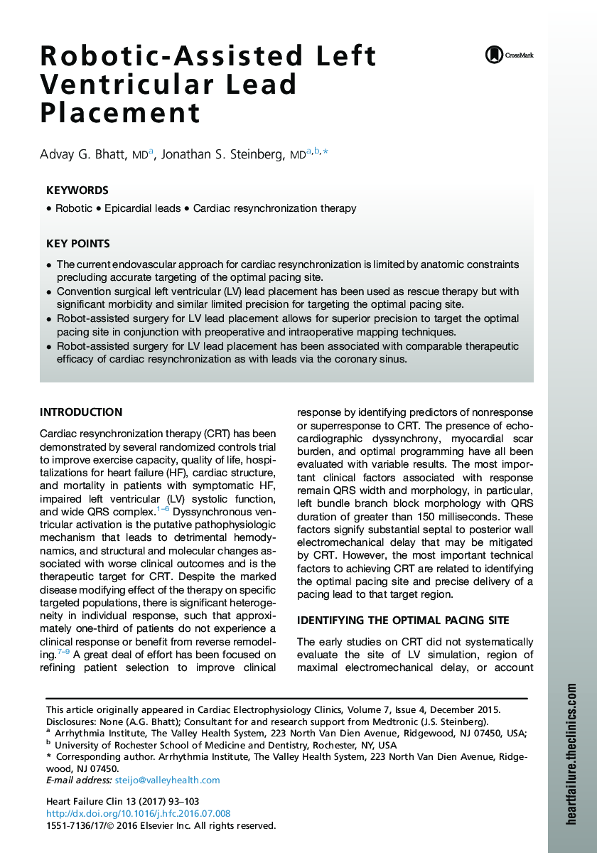 Robotic-Assisted Left Ventricular Lead Placement