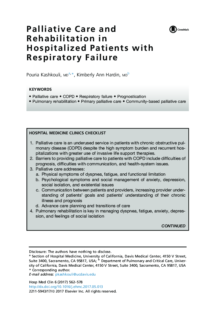 Palliative Care and Rehabilitation in Hospitalized Patients with Respiratory Failure