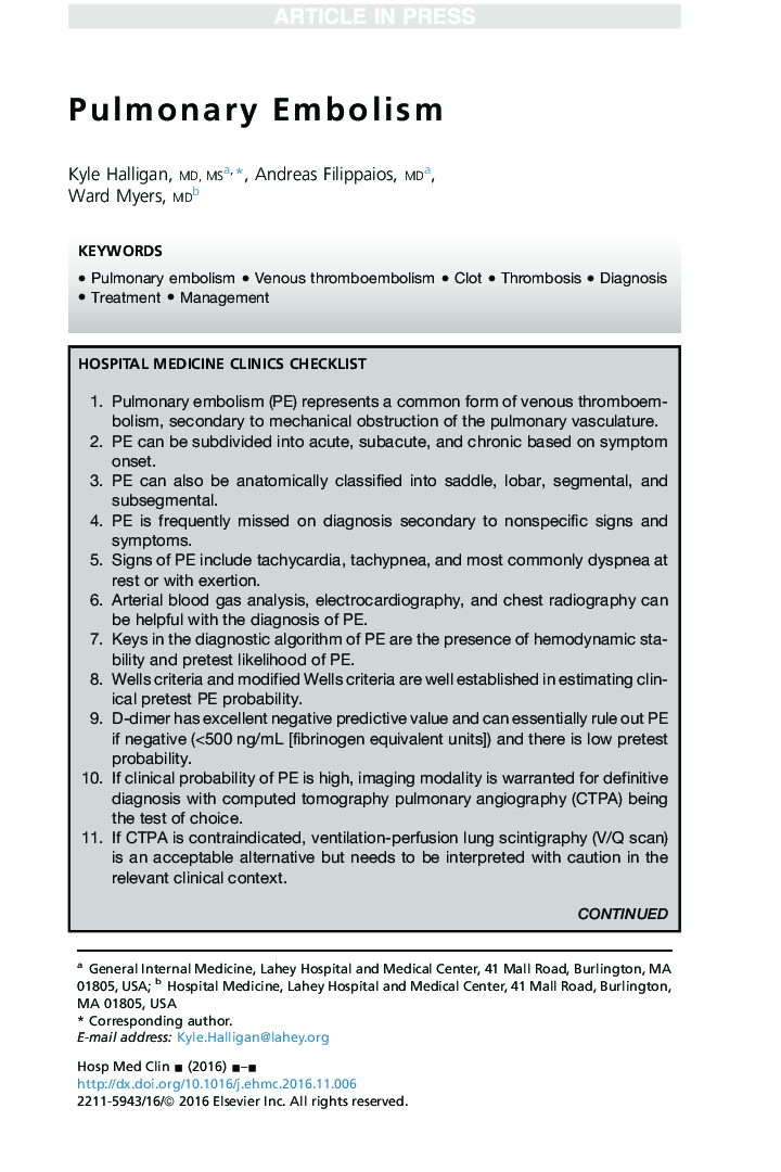 Pulmonary Embolism