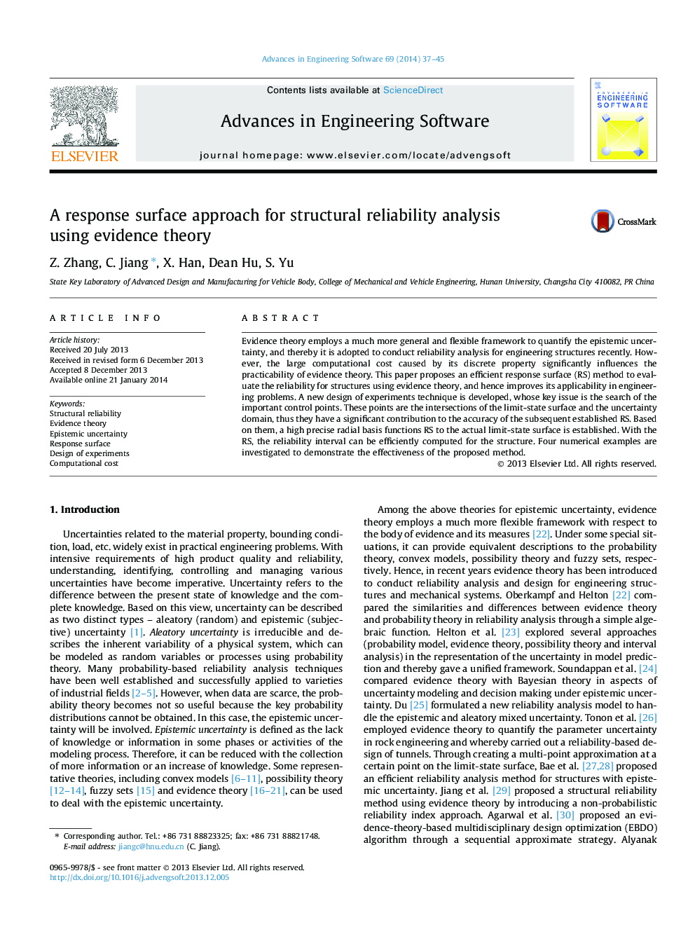 A response surface approach for structural reliability analysis using evidence theory