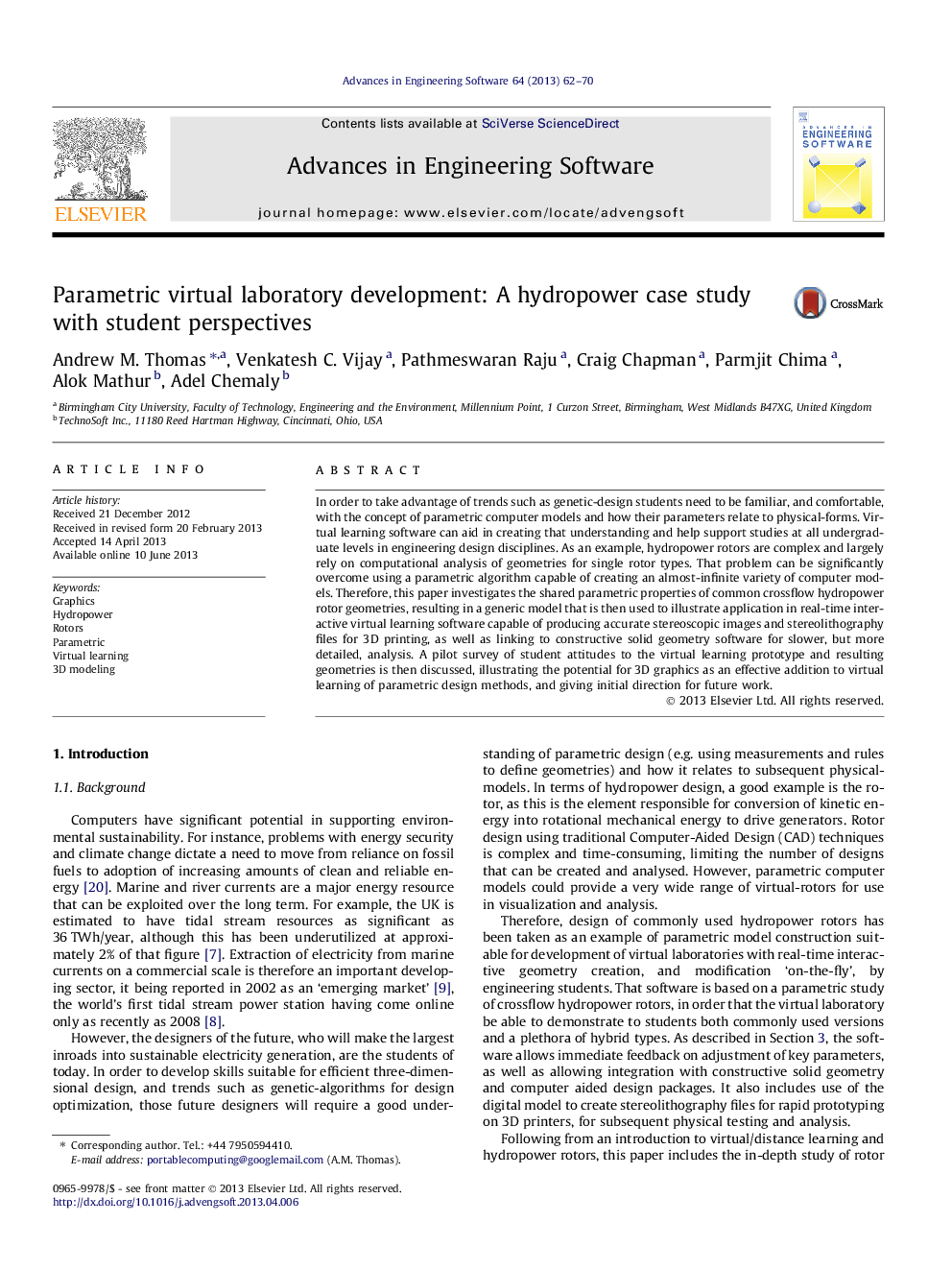 Parametric virtual laboratory development: A hydropower case study with student perspectives