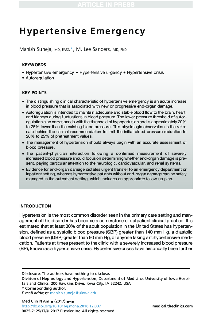 Hypertensive Emergency