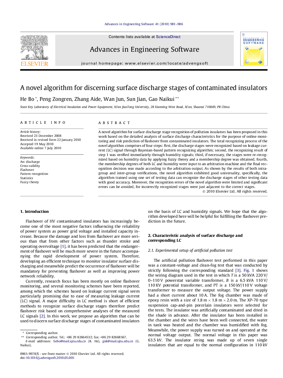 A novel algorithm for discerning surface discharge stages of contaminated insulators