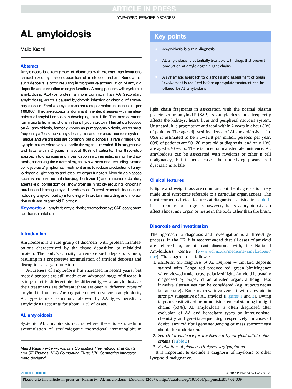 AL amyloidosis