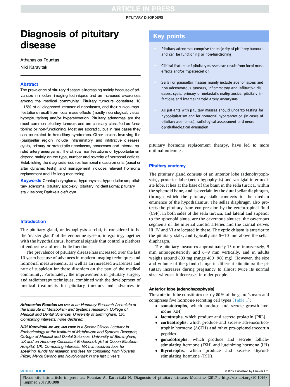 Diagnosis of pituitary disease