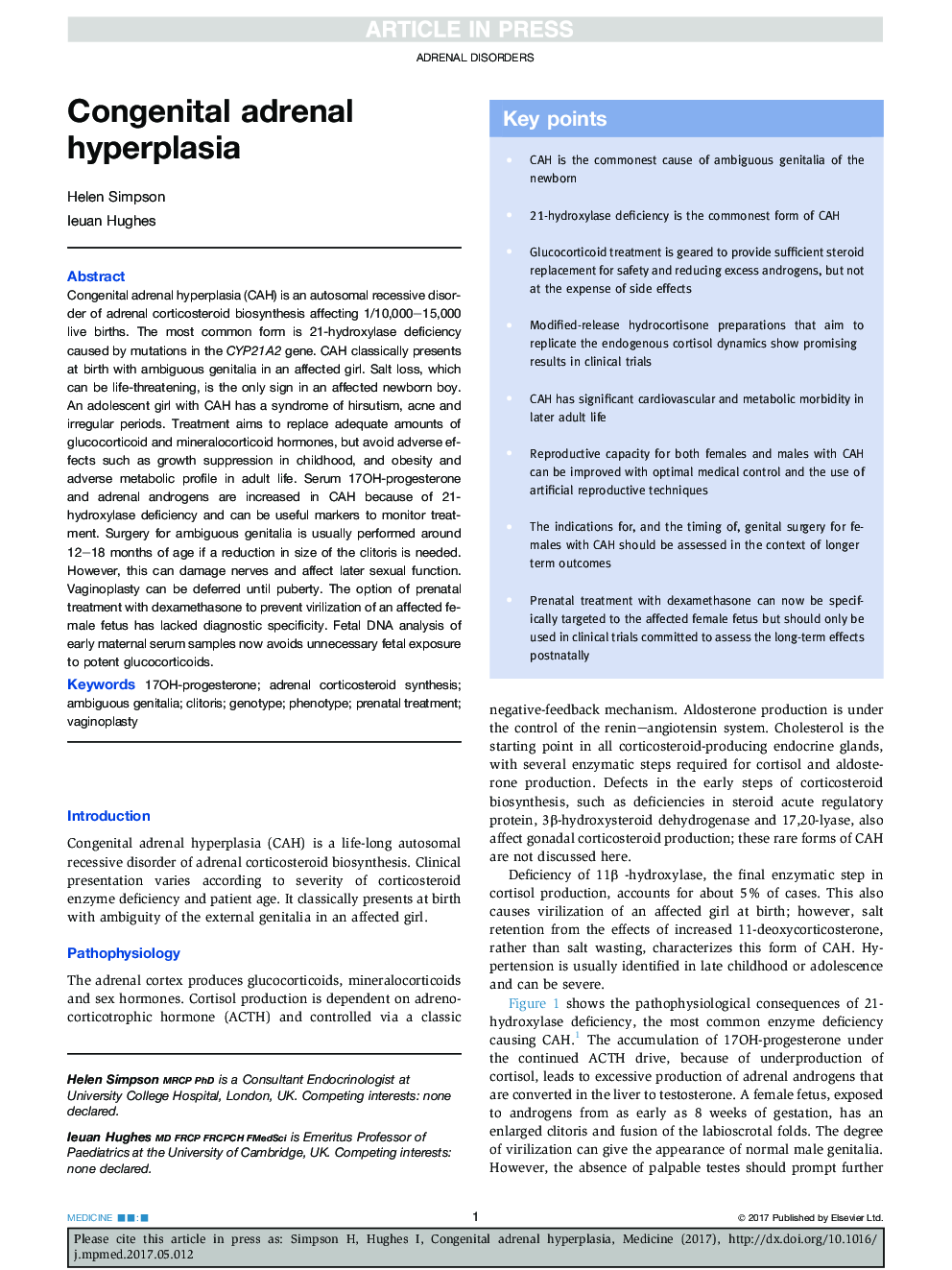 Congenital adrenal hyperplasia