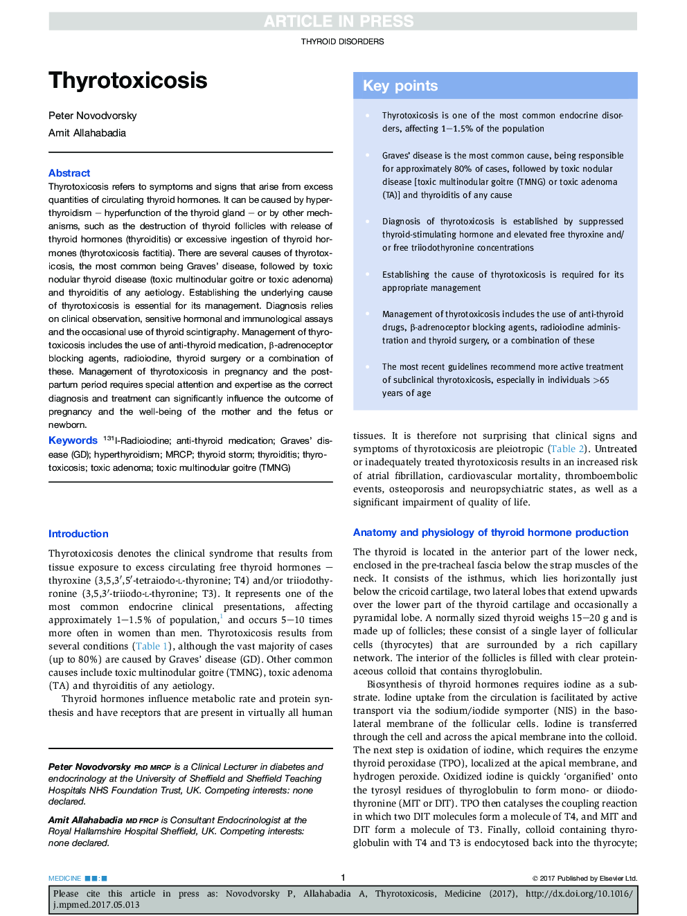 Thyrotoxicosis