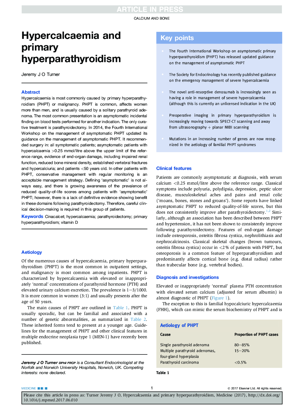 Hypercalcaemia and primary hyperparathyroidism