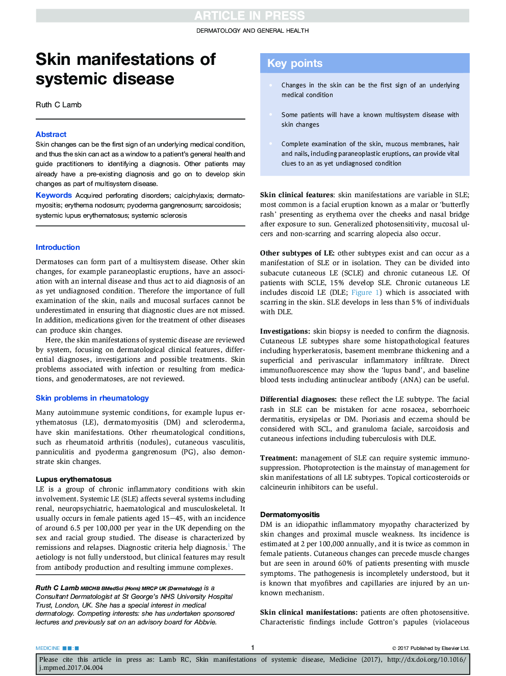 Skin manifestations of systemic disease