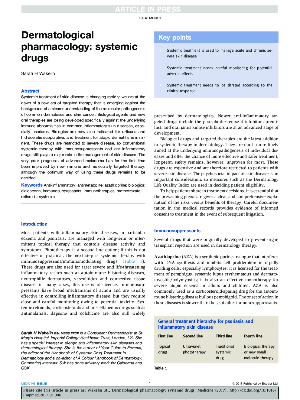 Dermatological pharmacology: systemic drugs