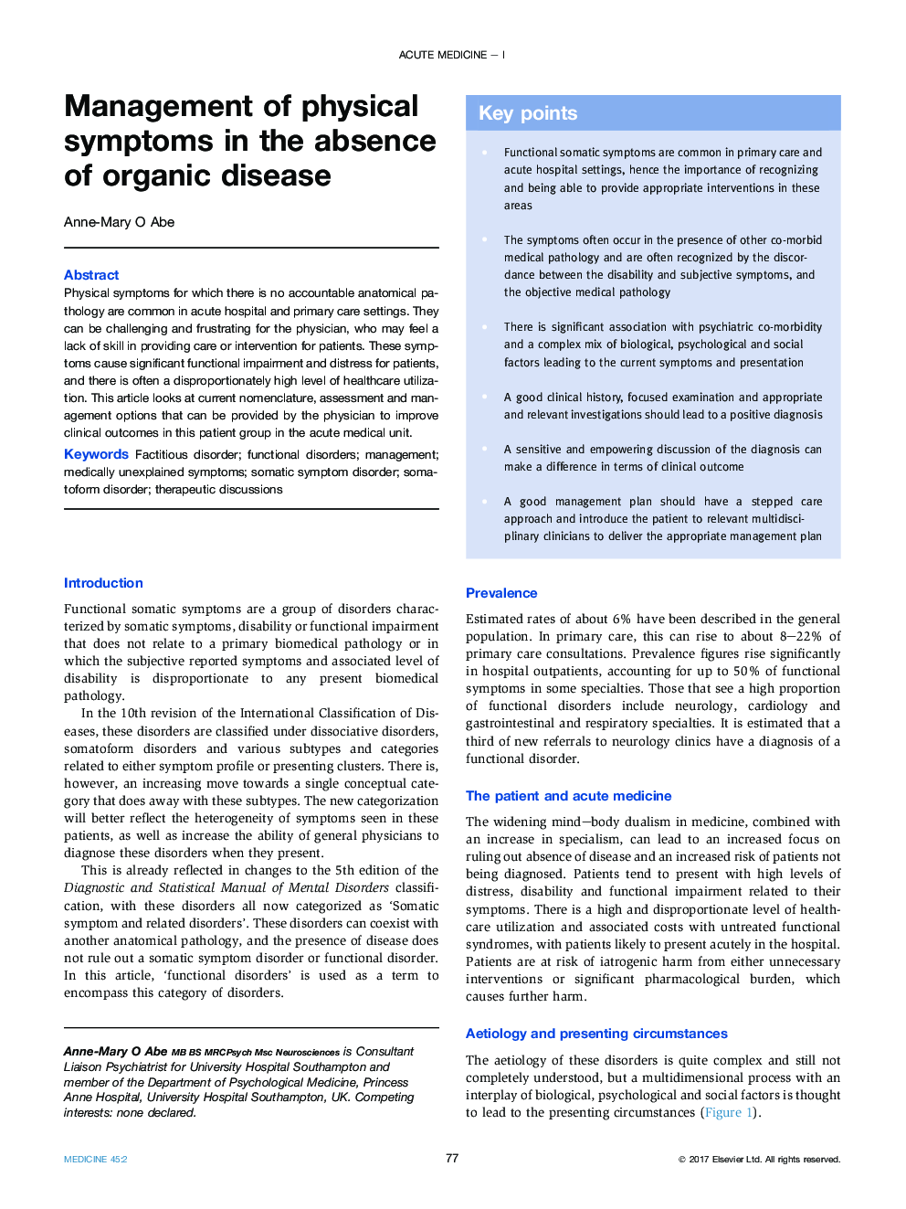Management of physical symptoms in the absence of organic disease