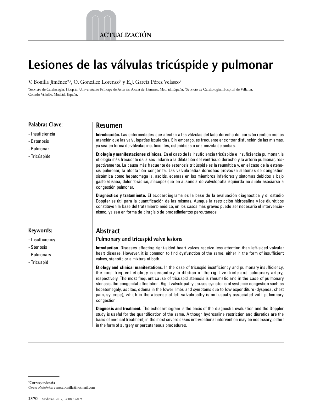 Lesiones de las válvulas tricúspide y pulmonar