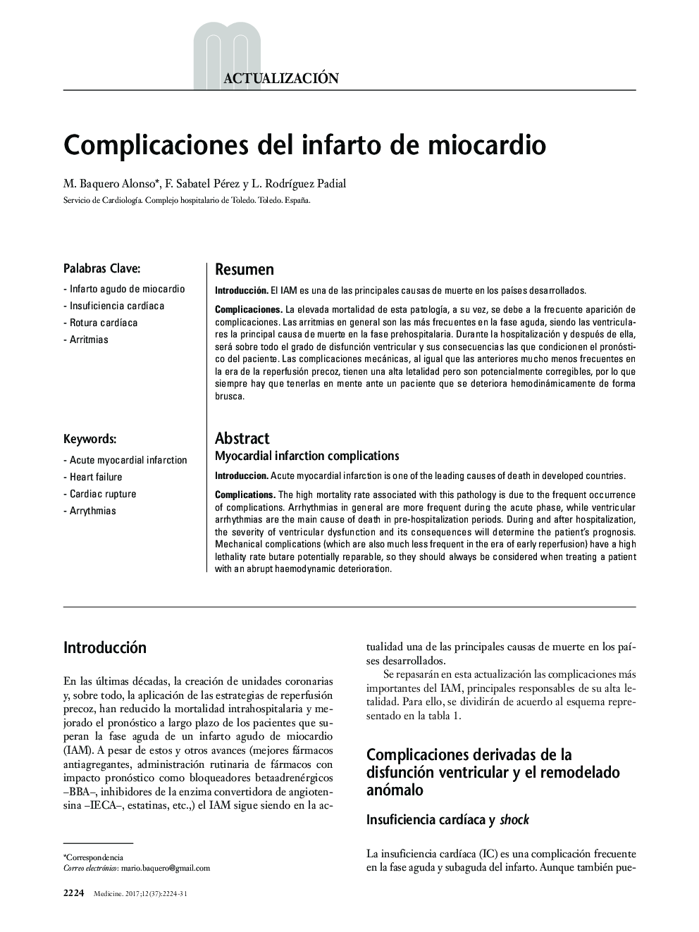 Complicaciones del infarto de miocardio