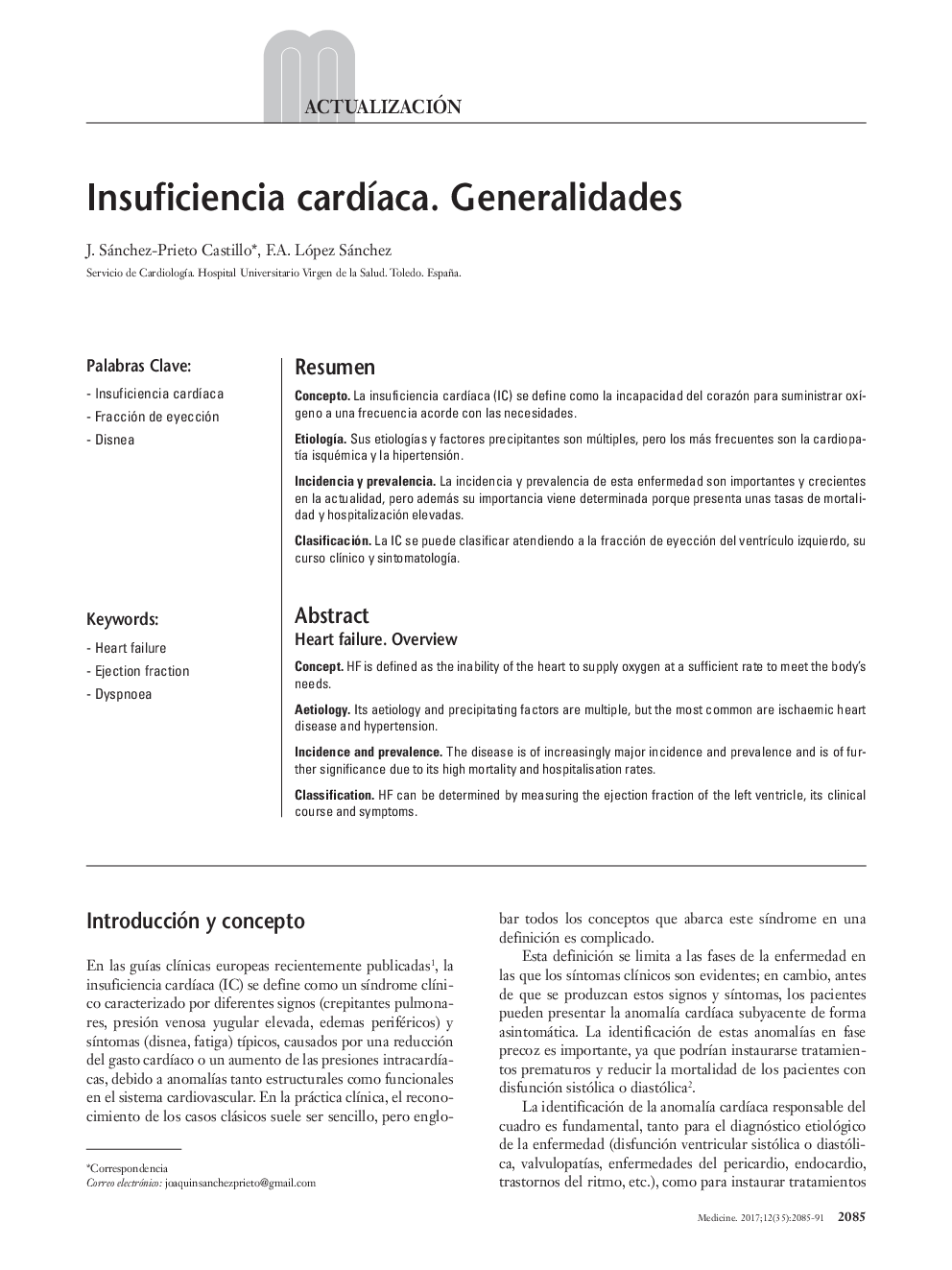 Insuficiencia cardÃ­aca. Generalidades