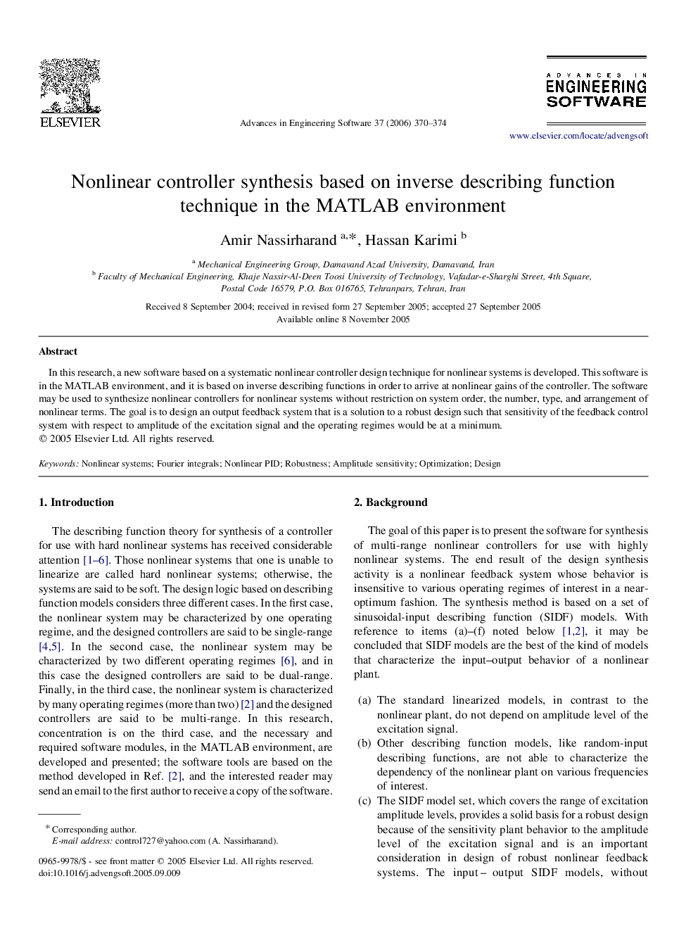 Nonlinear controller synthesis based on inverse describing function technique in the MATLAB environment