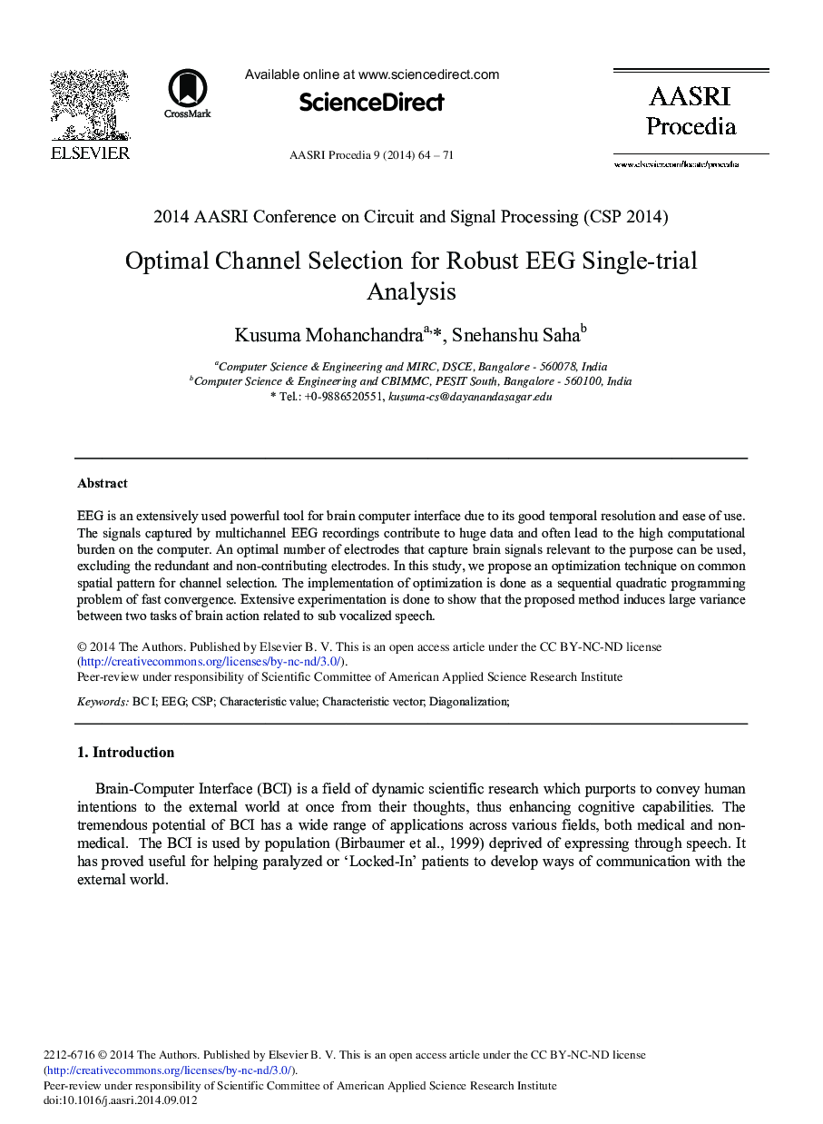 Optimal Channel Selection for Robust EEG Single-trial Analysis 