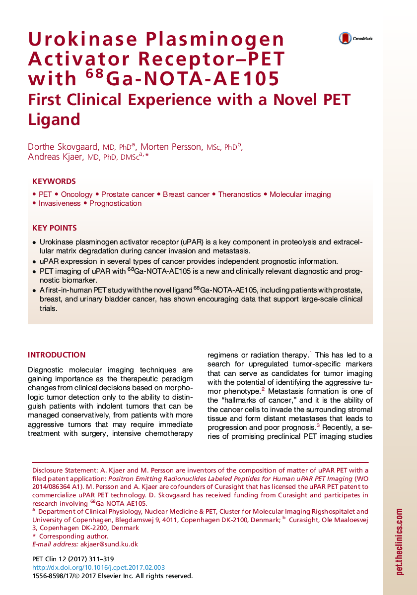 Urokinase Plasminogen Activator Receptor-PET with 68Ga-NOTA-AE105