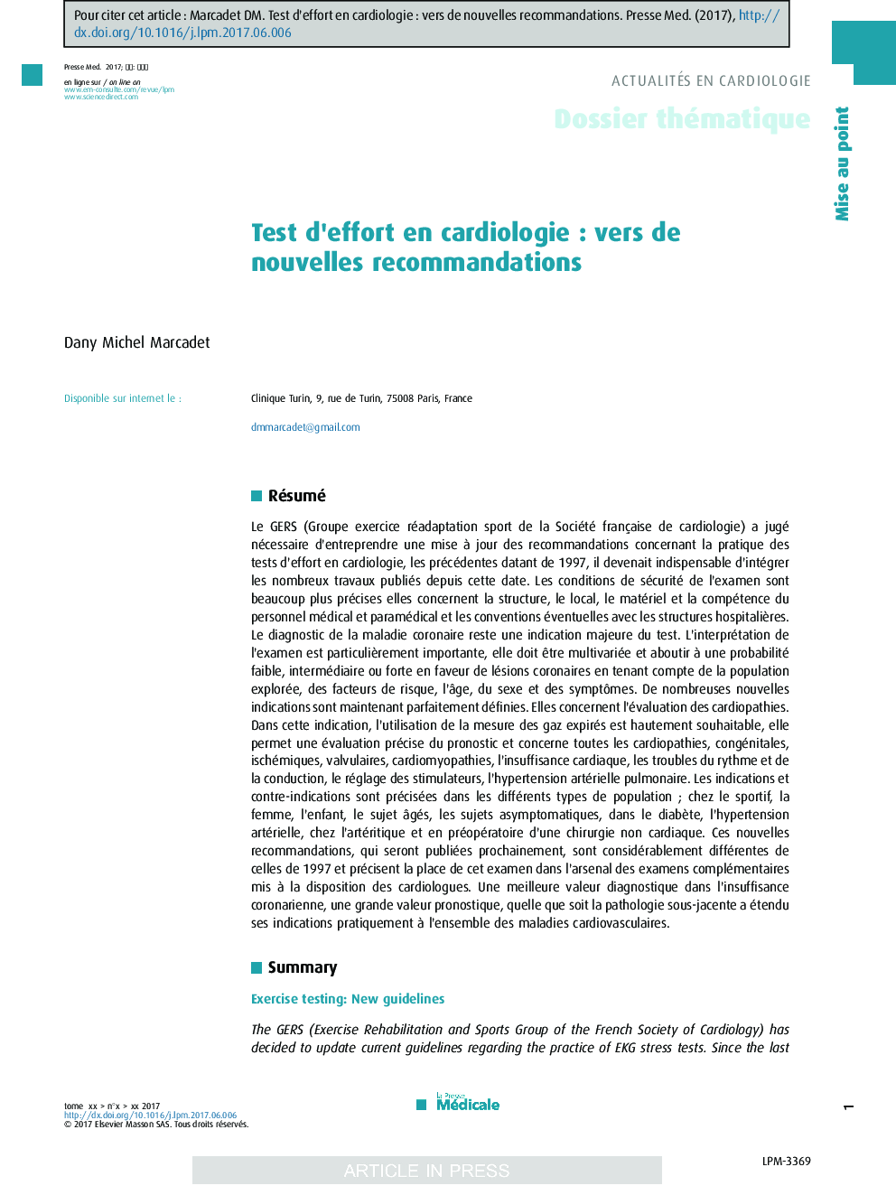Test d'effort en cardiologieÂ : vers de nouvelles recommandations