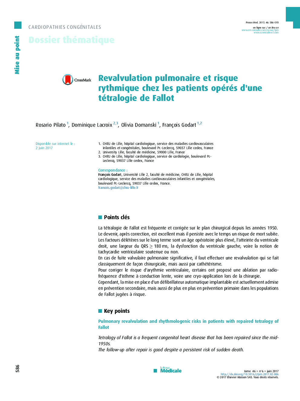 Revalvulation pulmonaire et risque rythmique chez les patients opérés d'une tétralogie de Fallot