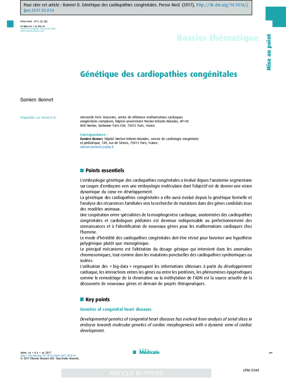 Génétique des cardiopathies congénitales