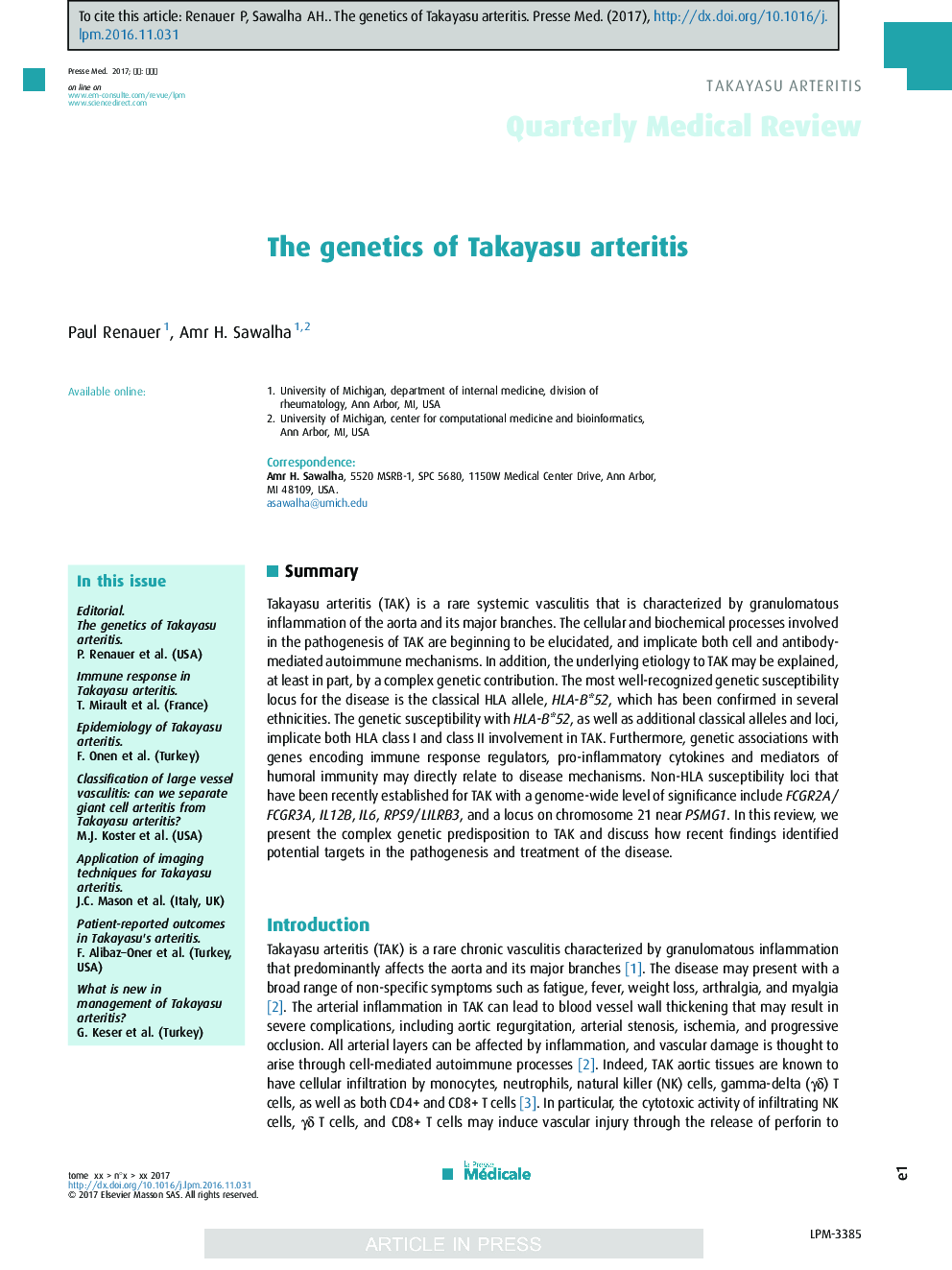 The genetics of Takayasu arteritis