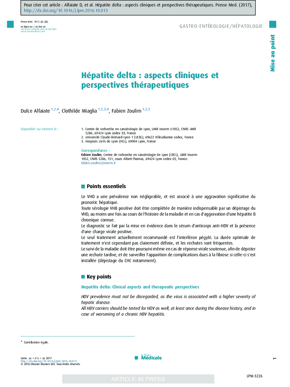 Hépatite deltaÂ : aspects cliniques et perspectives thérapeutiques