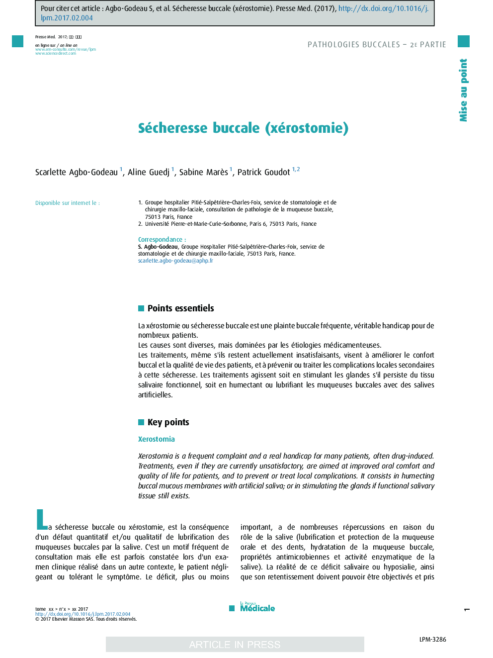 Sécheresse buccale (xérostomie)
