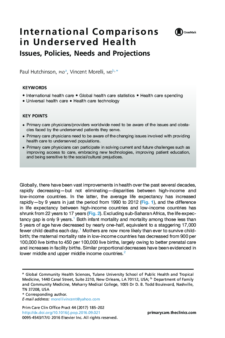 International Comparisons in Underserved Health