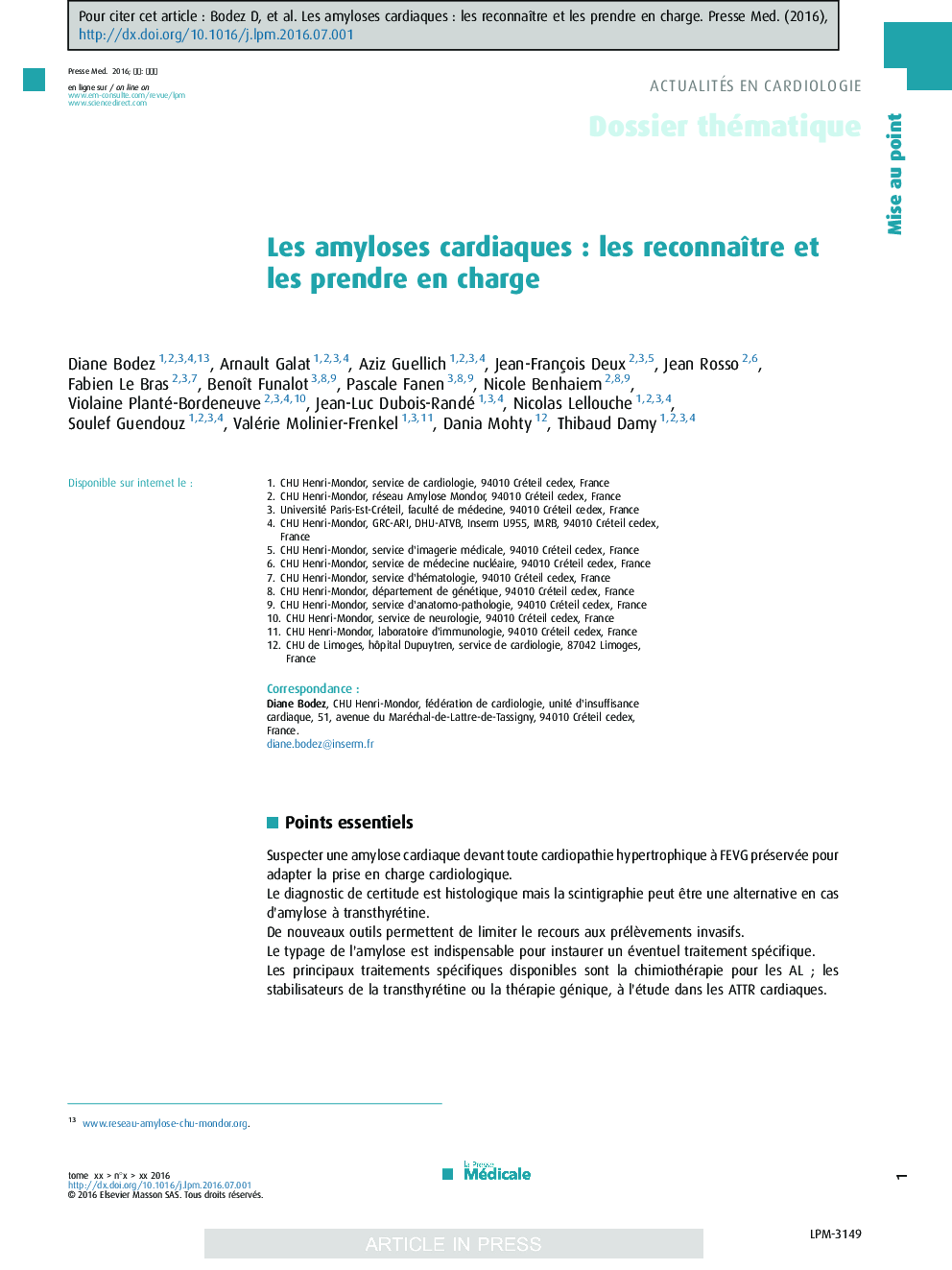 Les amyloses cardiaquesÂ : les reconnaÃ®tre et les prendre en charge