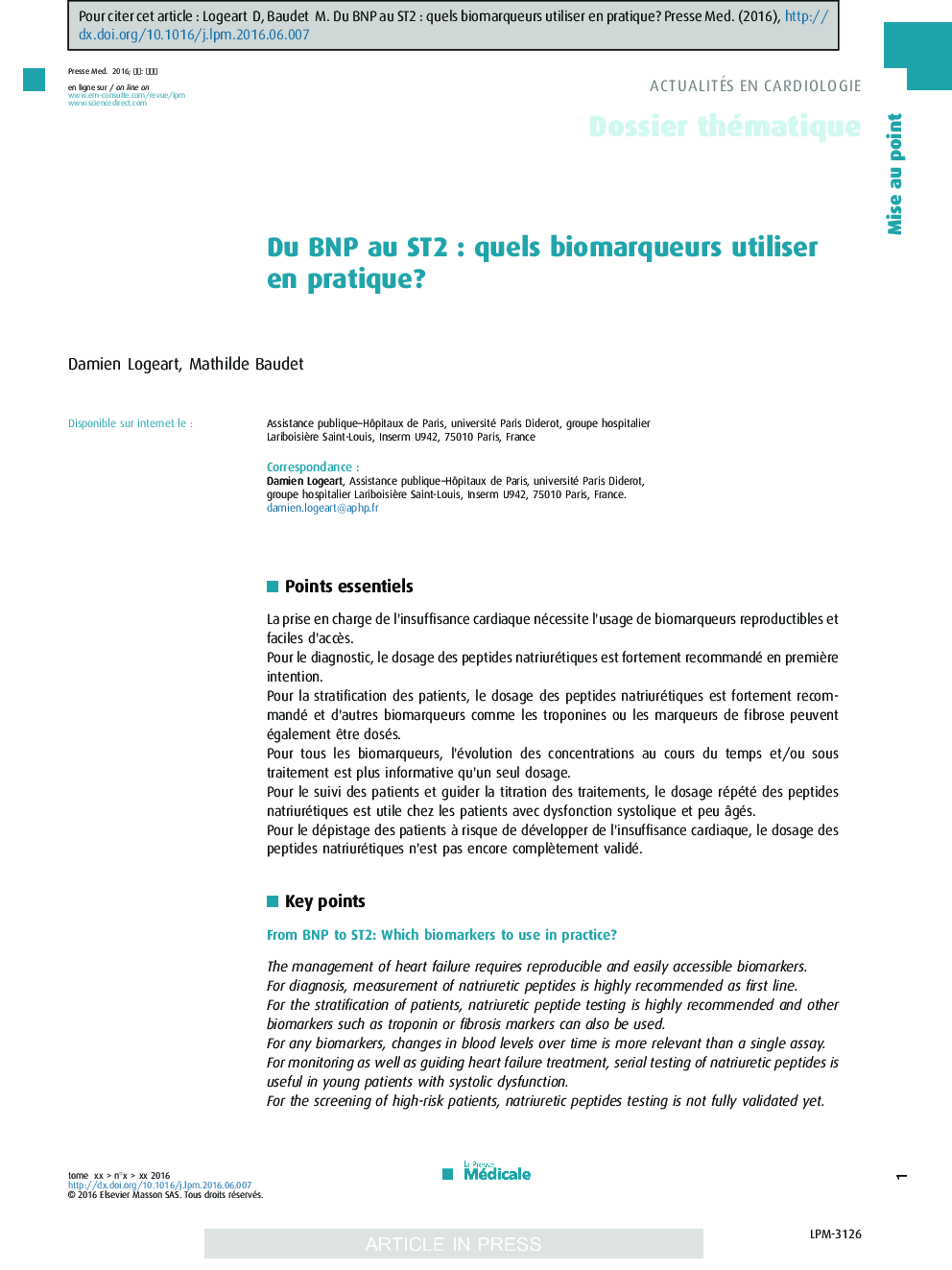 Du BNP au ST2Â : quels biomarqueurs utiliser en pratique?