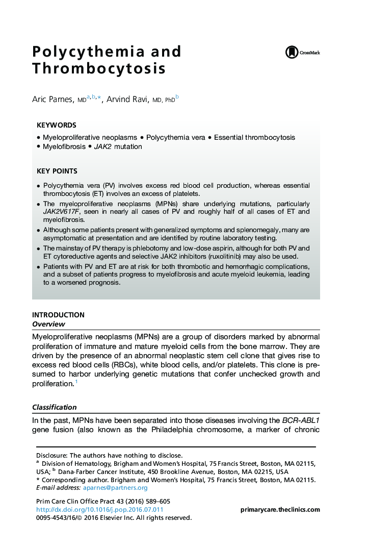 Polycythemia and Thrombocytosis