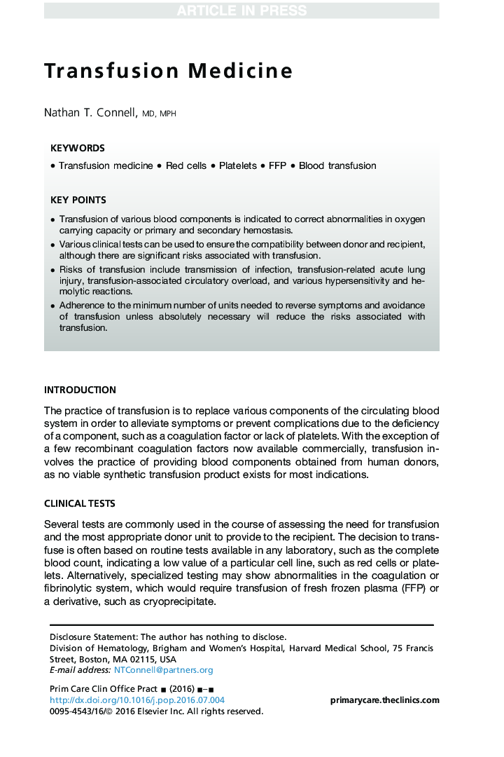 Transfusion Medicine