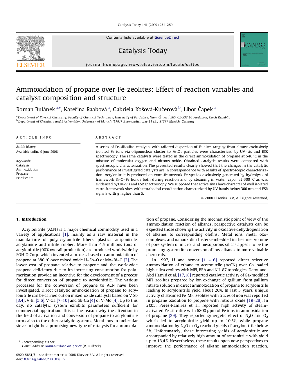 Ammoxidation of propane over Fe-zeolites: Effect of reaction variables and catalyst composition and structure