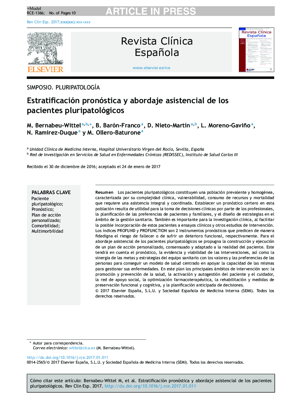 Estratificación pronóstica y abordaje asistencial de los pacientes pluripatológicos