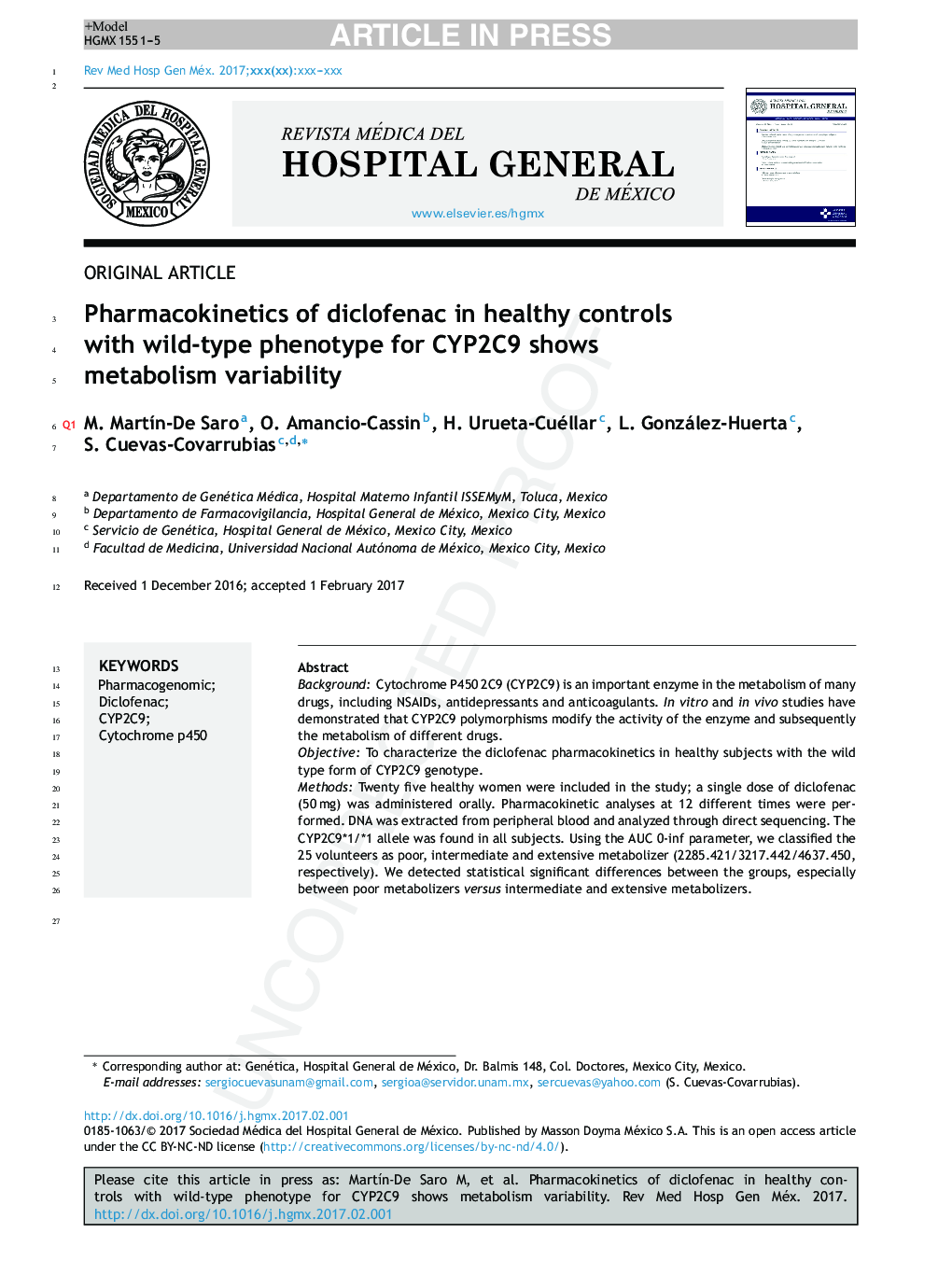 Pharmacokinetics of diclofenac in healthy controls with wild-type phenotype for CYP2C9 shows metabolism variability