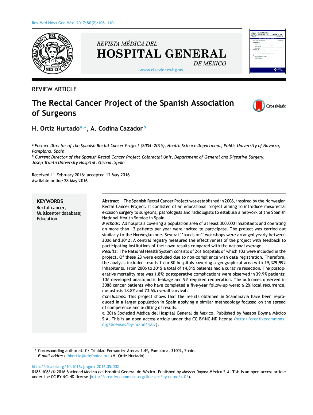 The Rectal Cancer Project of the Spanish Association of Surgeons