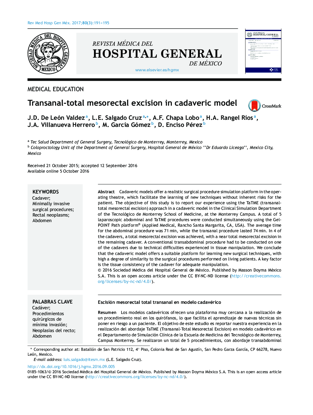 Transanal-total mesorectal excision in cadaveric model