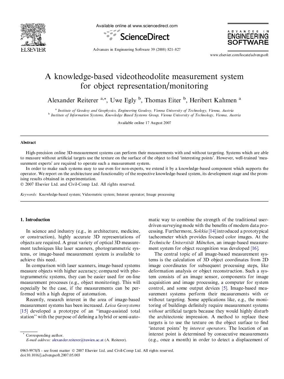 A knowledge-based videotheodolite measurement system for object representation/monitoring