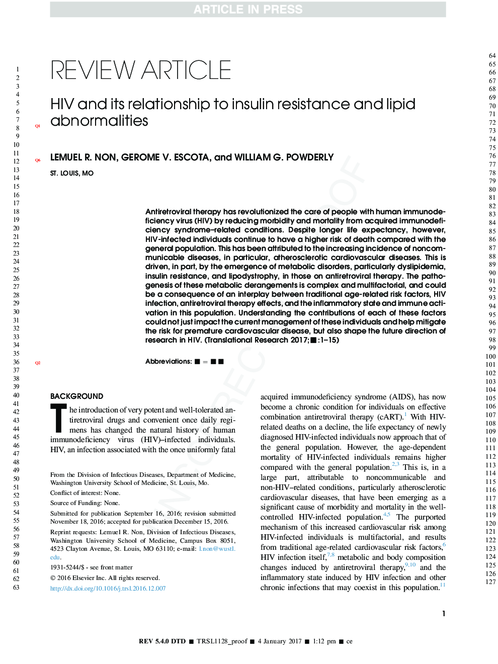 HIV and its relationship to insulin resistance and lipid abnormalities