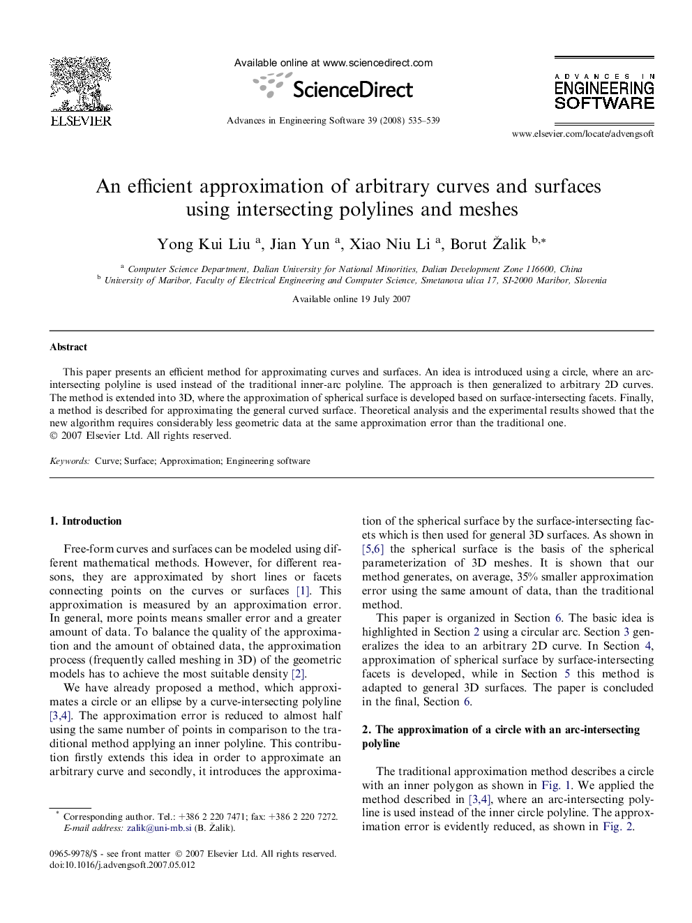 An efficient approximation of arbitrary curves and surfaces using intersecting polylines and meshes