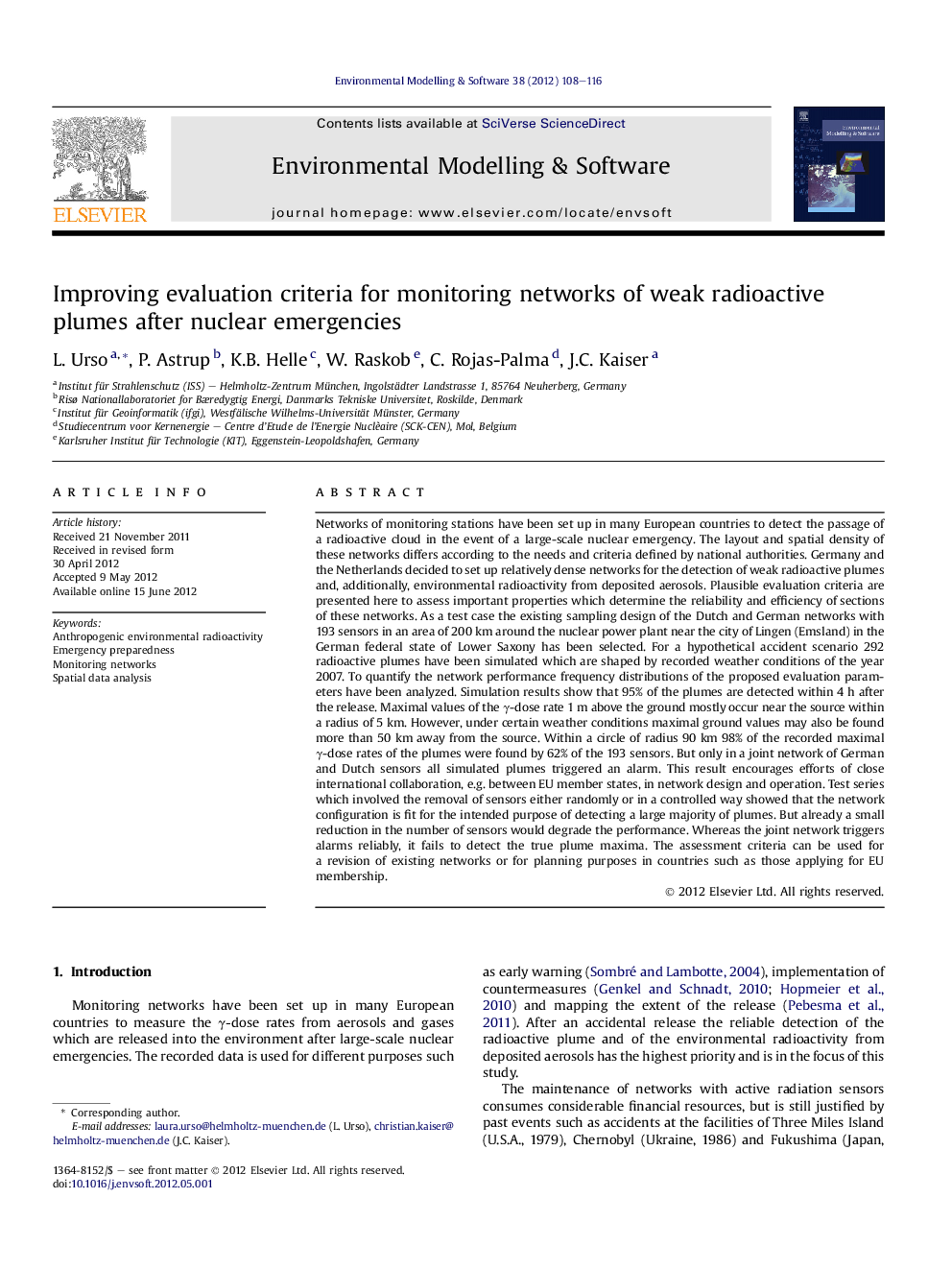 Improving evaluation criteria for monitoring networks of weak radioactive plumes after nuclear emergencies