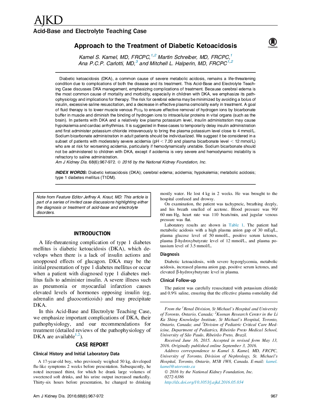 Approach to the Treatment of Diabetic Ketoacidosis