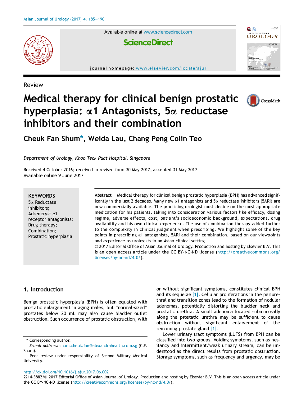 Medical therapy for clinical benign prostatic hyperplasia: Î±1 Antagonists, 5Î± reductase inhibitors and their combination