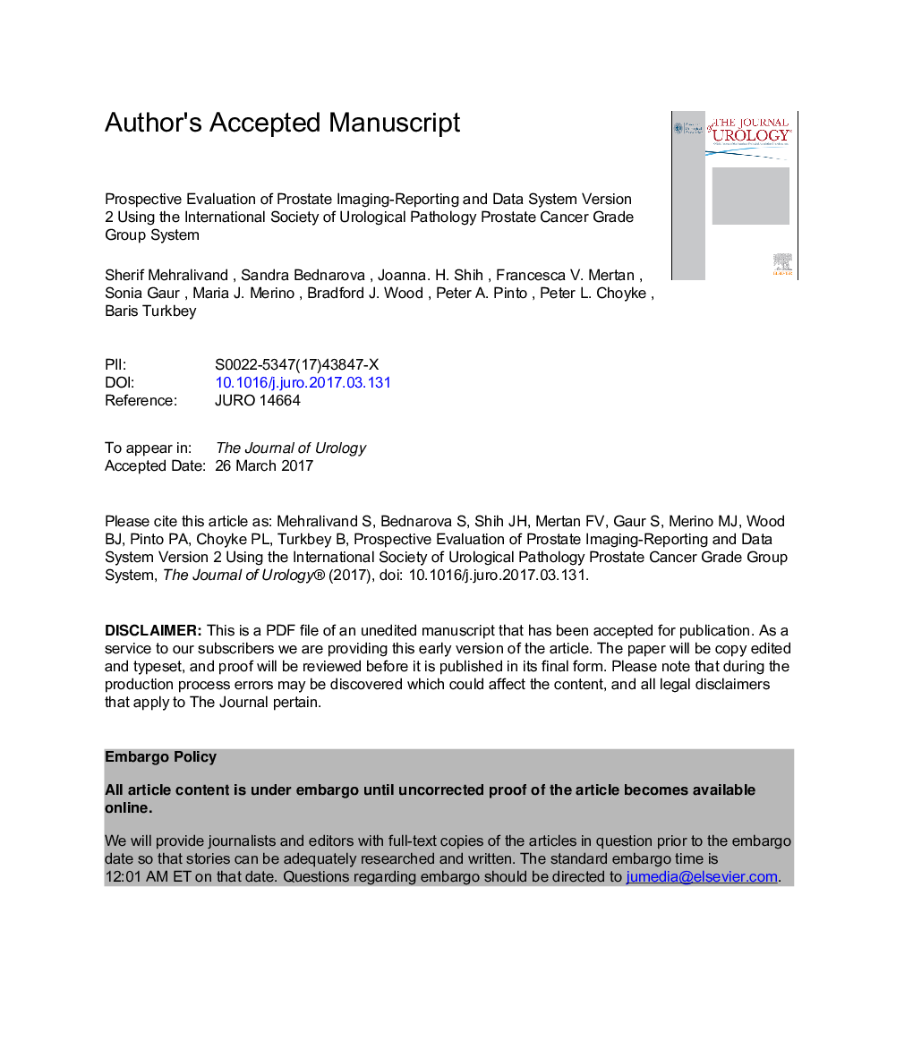 Prospective Evaluation of PI-RADSâ¢ Version 2 Using the International Society of Urological Pathology Prostate Cancer Grade Group System