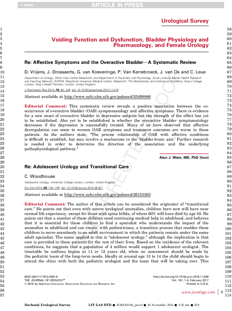 Re: Affective Symptoms and the Overactive Bladder-A Systematic Review