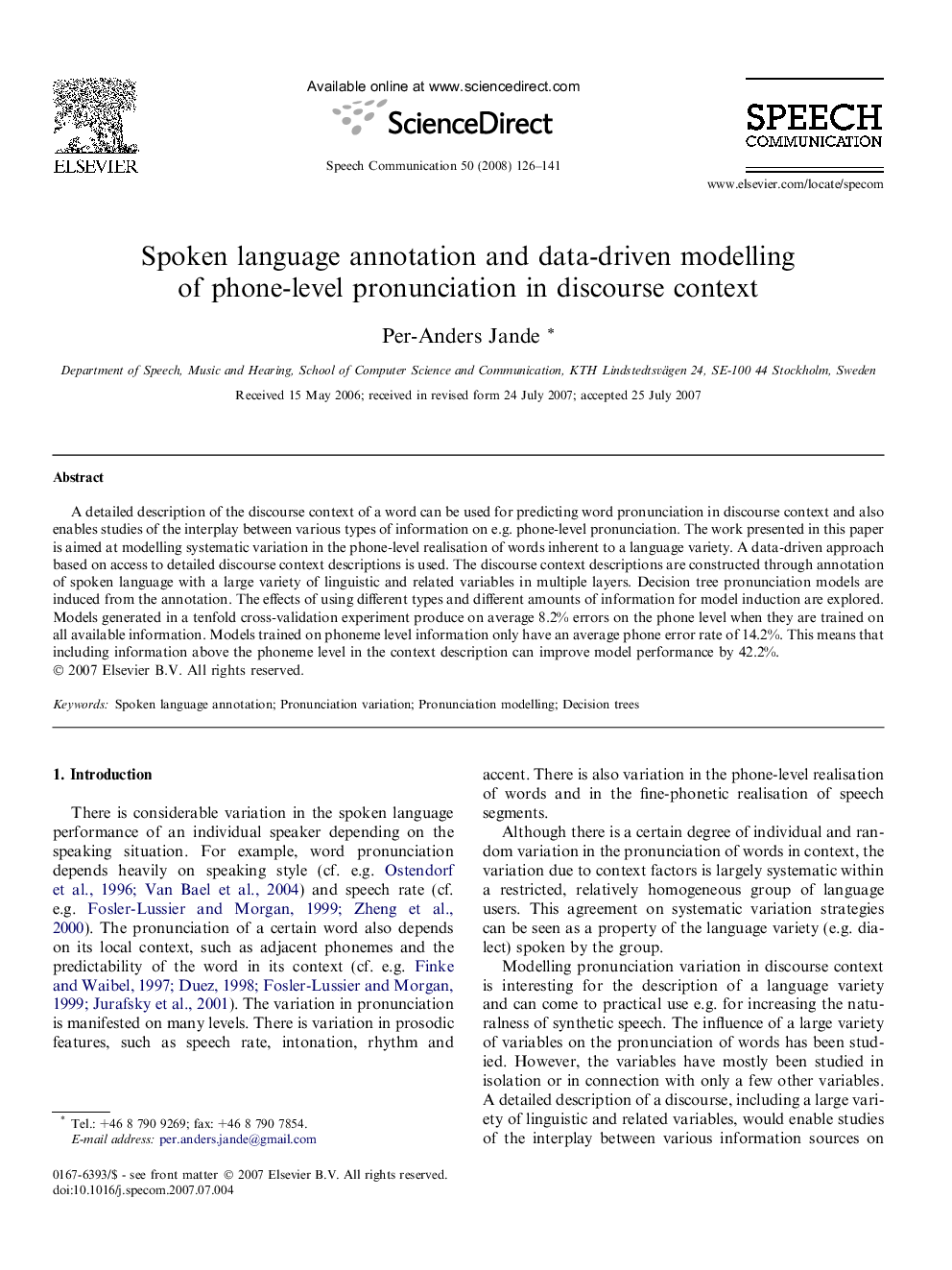 Spoken language annotation and data-driven modelling of phone-level pronunciation in discourse context