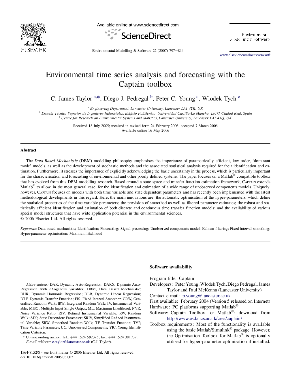 Environmental time series analysis and forecasting with the Captain toolbox